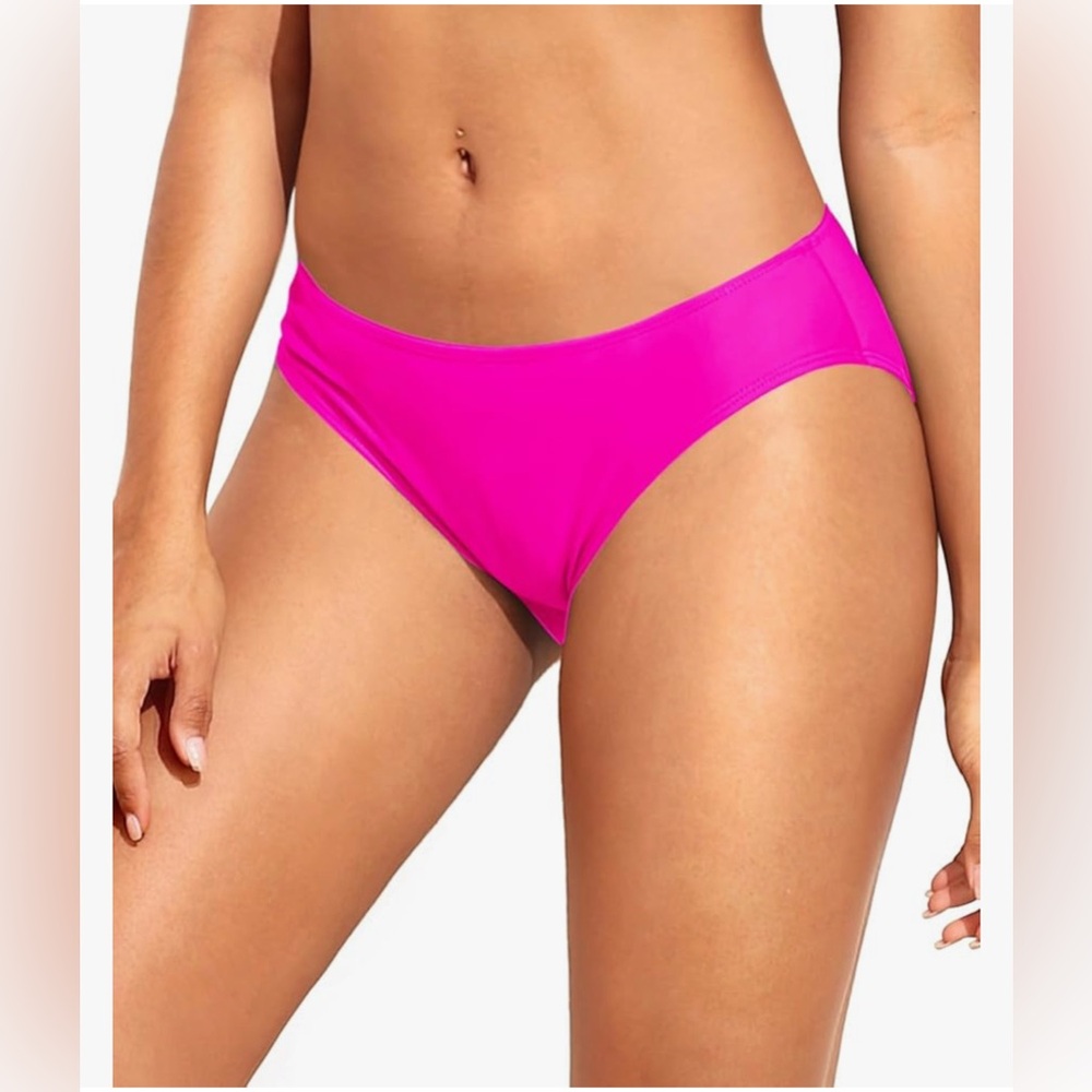 Tempt Me Women Strappy Bikini Bottom Full Coverage Bathing Suit Bottoms Pink NWT